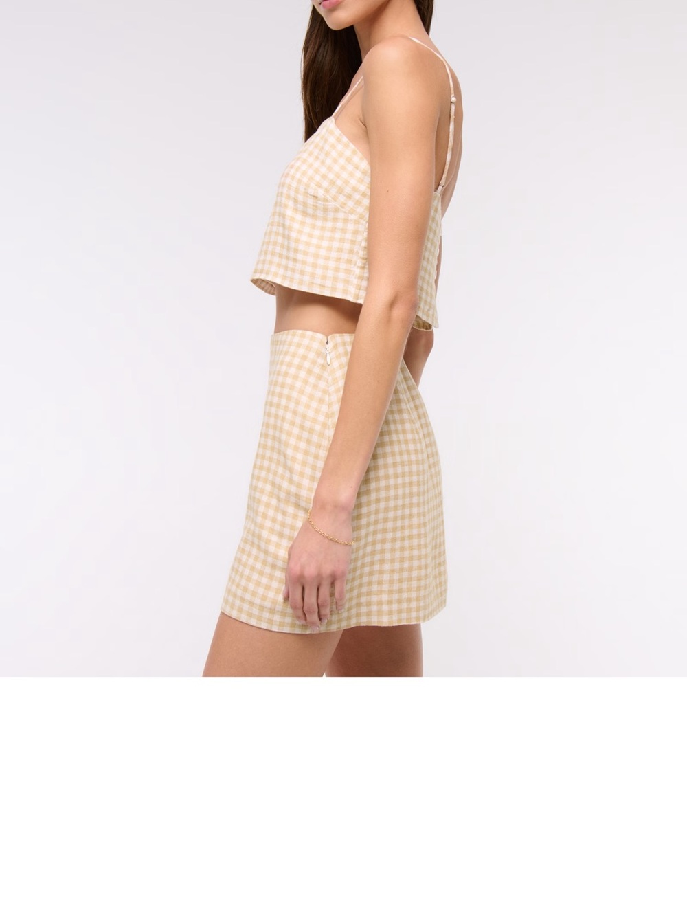 Abercrombie & Fitch Beige and White Gingham Mini Skirt - Picture 3 of 7